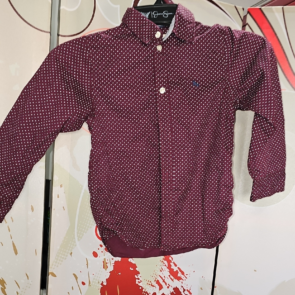 Burgundy Polka Dot Kids Shirt